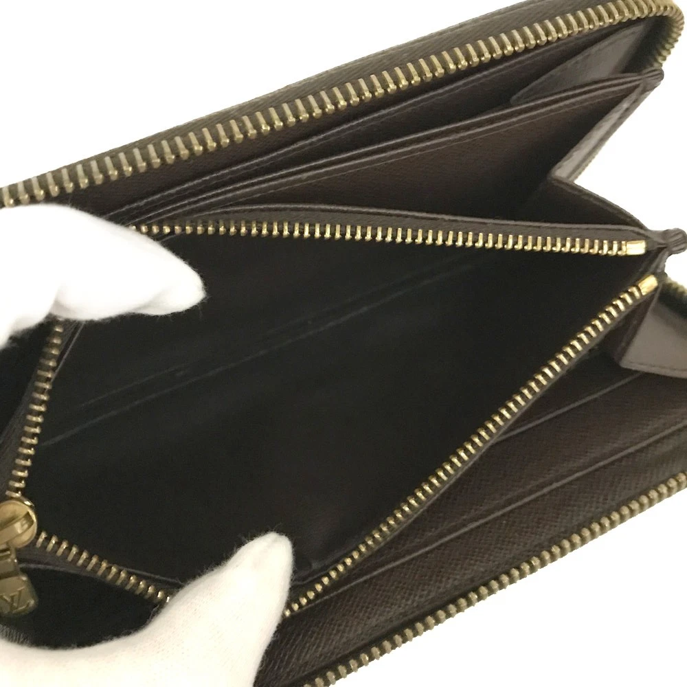 $940 2011 Louis Vuitton Damier Zippy Zip Around Long Wallet Purse Brown CA1191
