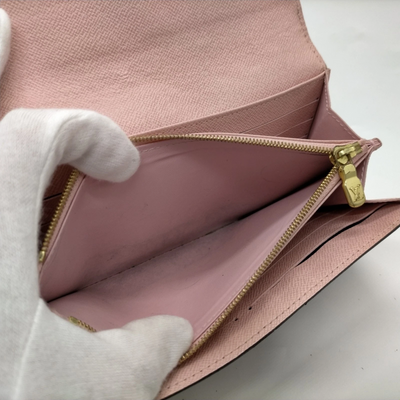 $800 2018 Louis Vuitton Monogram Sarah Wallet NM Rose Ballerine CA3128