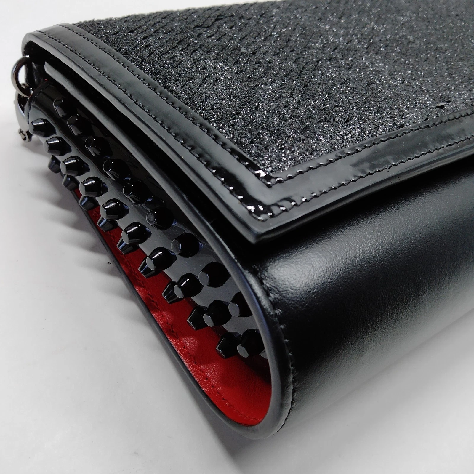$1590 Christian Louboutin Paloma black sequin clutch