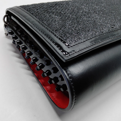 $1590 Christian Louboutin Paloma black sequin clutch
