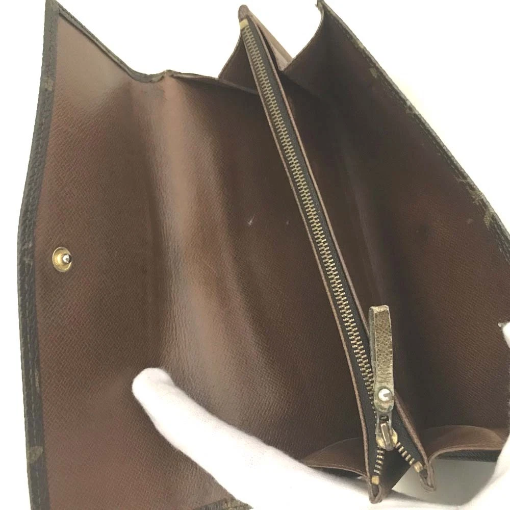 Vintage Louis Vuitton Monogram Long Bifold Wallet Brown