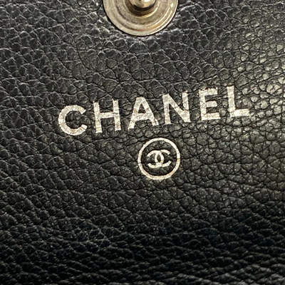 CHANEL Black Leather Long Wallet