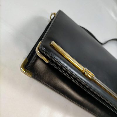 $1290 Christian Dior Shoulder Bag Black Leather
