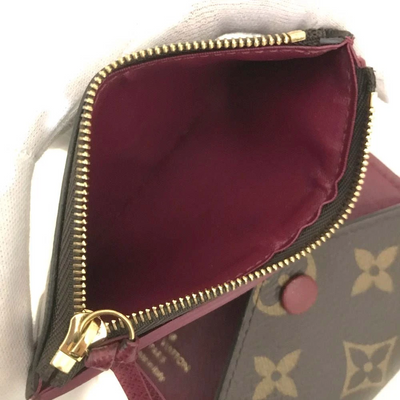 $605 2020 Louis Vuitton Monogram Victorine Trifold Wallet Fuchsia Interior FY0220