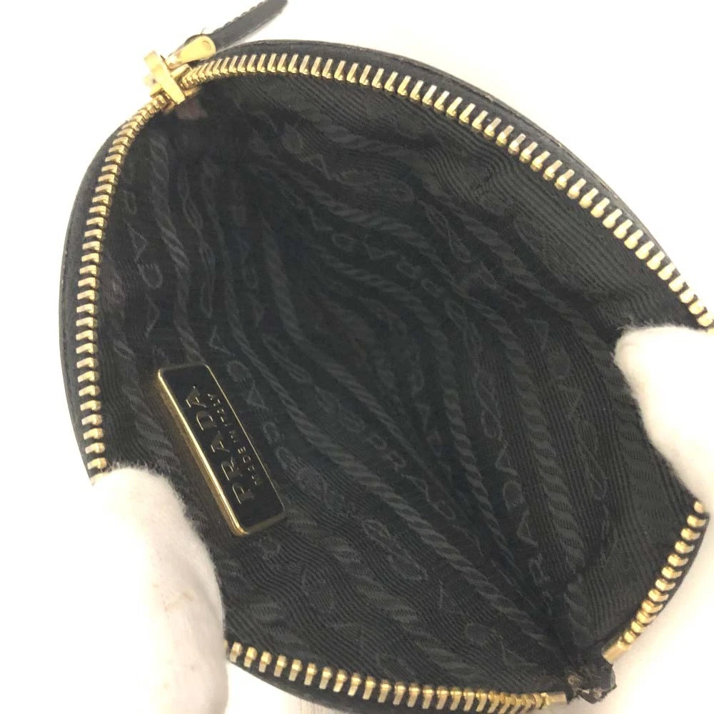 $680 PRADA Saffiano Leather Coin Purse Wallet Black