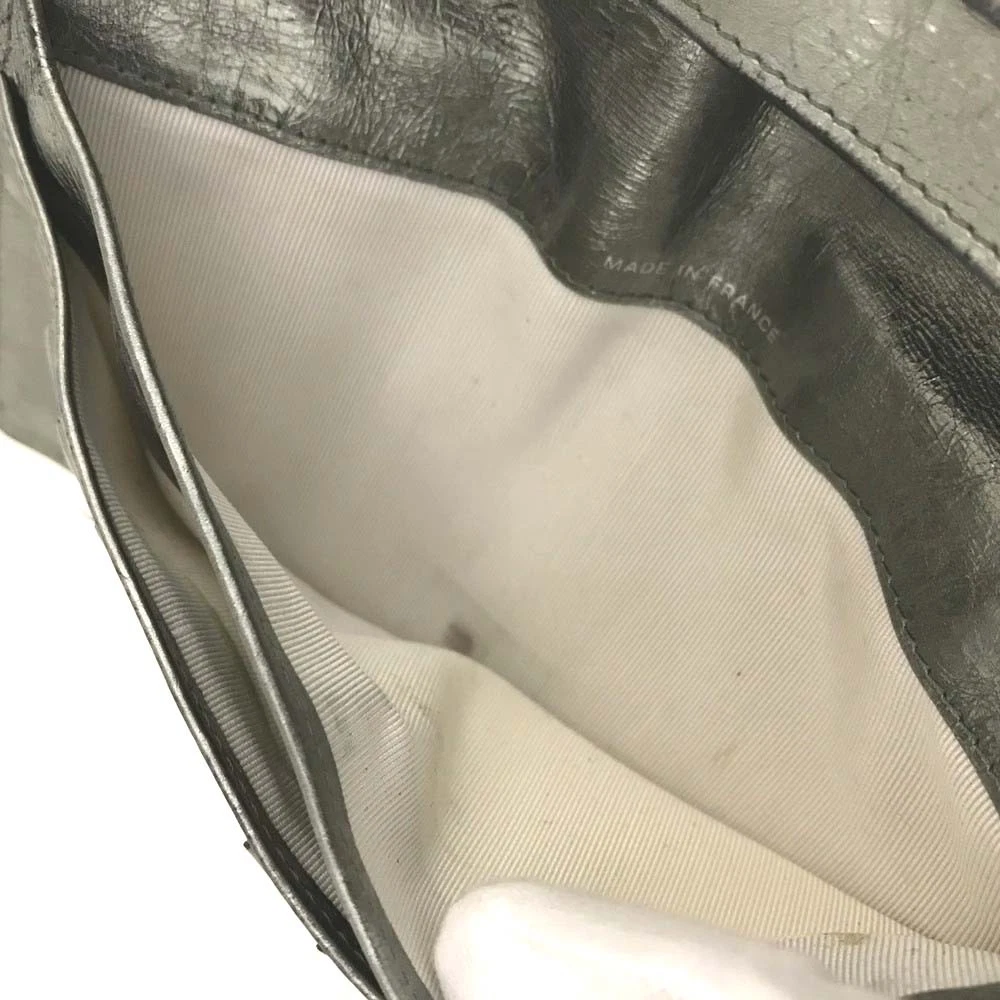 $950 2008 Chanel Lambskin Quilted 2.55 Flap Long Bifold Wallet Silver