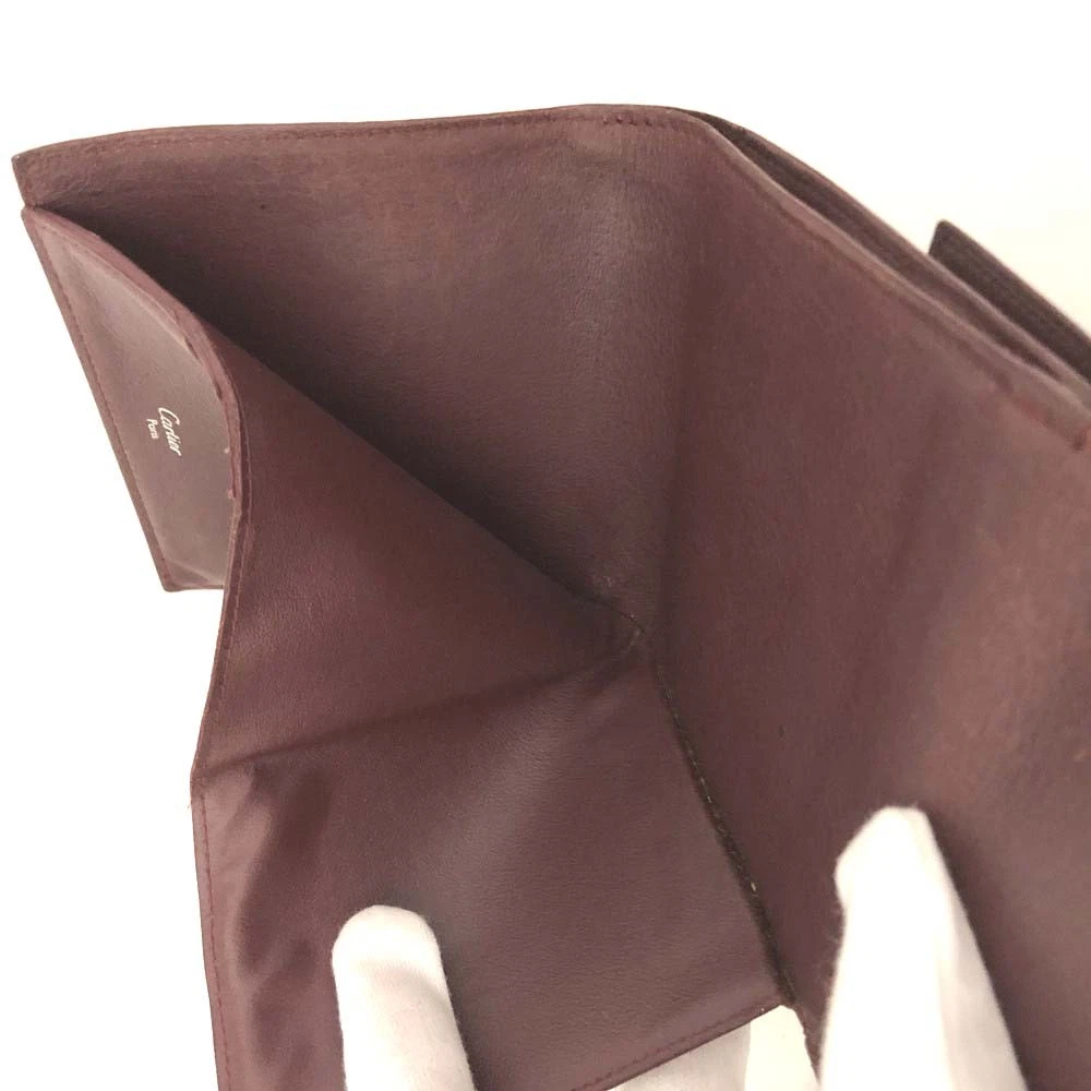Must de Cartier Leather Trifold Wallet Purse Bordeaux