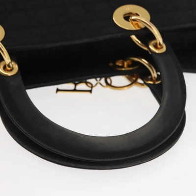 $4900 Christian Dior Nylon Cannage Large Lady Dior Black