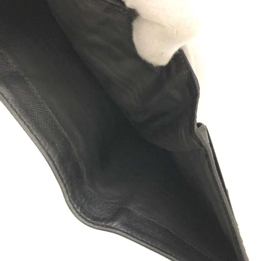 $775 PRADA Logo Plate Nylon Trifold Wallet Black