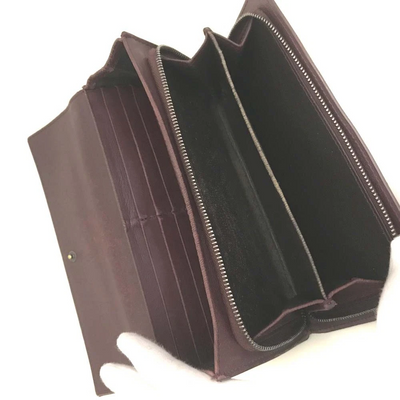 Bottega Veneta Intrecciato Lambskin Long Bifold Wallet Bordeaux