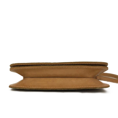 $850 CELINE Macadam C Suede Leather Shoulder Bag Brown