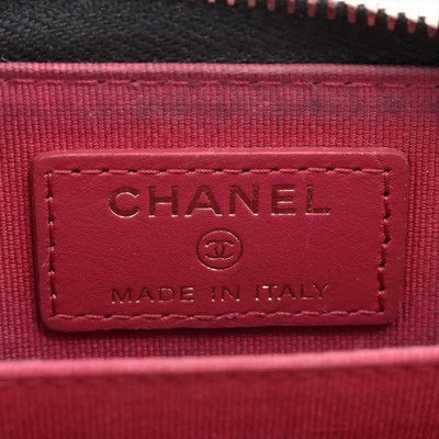 Chanel CHANEL 19 Lambskin Coin Purse Black Silver Metal 10021120