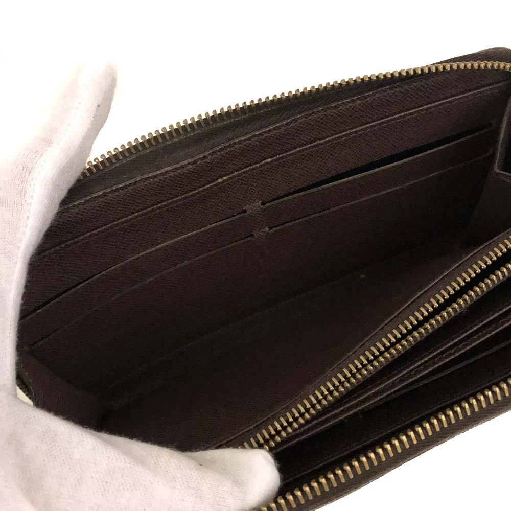$915 2012 Louis Vuitton Damier Zippy Zip Around Long Wallet Purse Brown CA5102