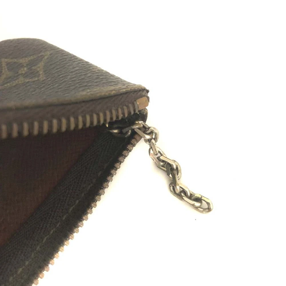 $355 Louis Vuitton Monogram Pochette Cles Wallet Coin Purse Brown 0950ET
