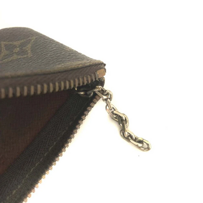 $355 Louis Vuitton Monogram Pochette Cles Wallet Coin Purse Brown 0950ET