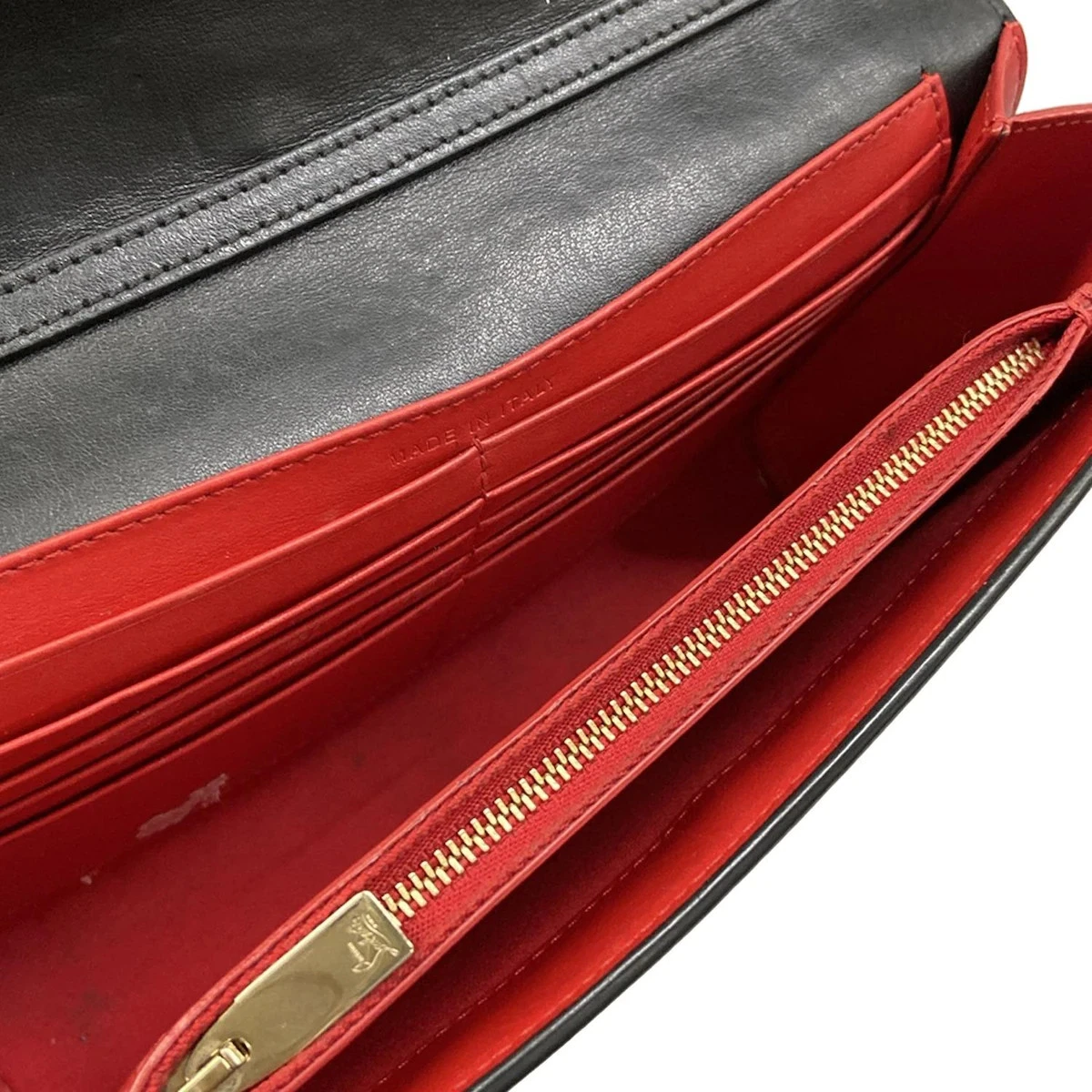 $1450 Christian Louboutin Grained Calfskin Spikes Loubinthesky Paloma Wallet On Chain Black Multimetal