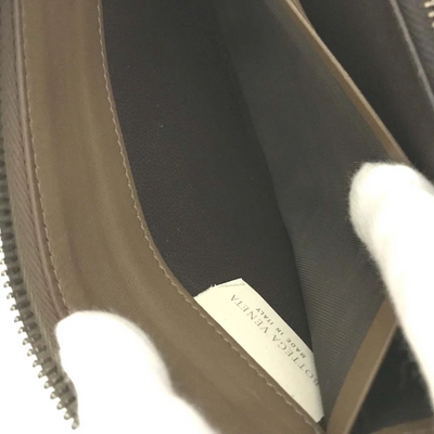 $1100 Bottega Veneta Nappa Intrecciato Zip Around Wallet Ebano Brown 10019331
