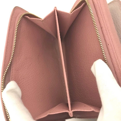 MIU MIU Logo Leather Trifold Wallet Purse Pink