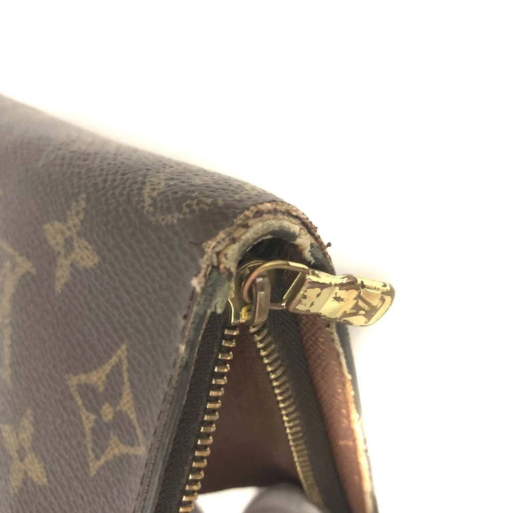 $750 2003 Louis Vuitton Monogram Porte Monnaie Zippy Long Wallet Brown TH0043