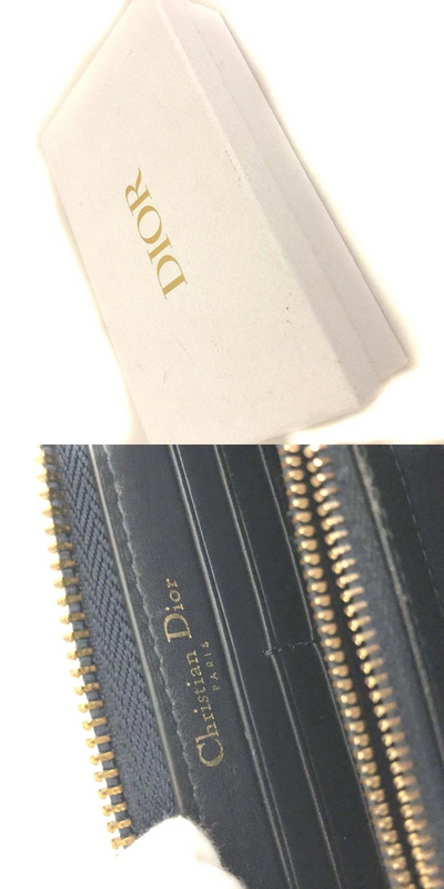 $970 Christian Dior Oblique Trotter Canvas Zip Around Long Wallet