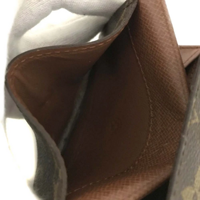 $440 1988 Louis Vuitton Monogram Porte Monnaie Plat Coin Purse Wallet Brown 883RA