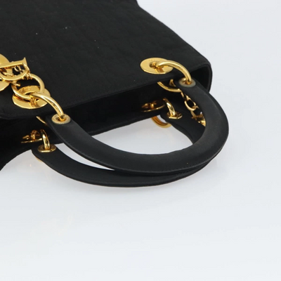 $5100 Christian Dior Nylon Cannage Medium Lady Dior Black Gold