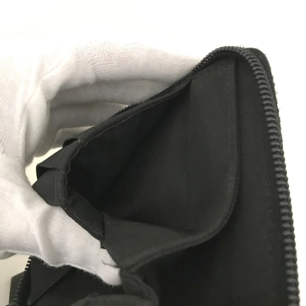 $480 PRADA Tessuto Nylon Logo Plate Zippy Bifold Wallet Black