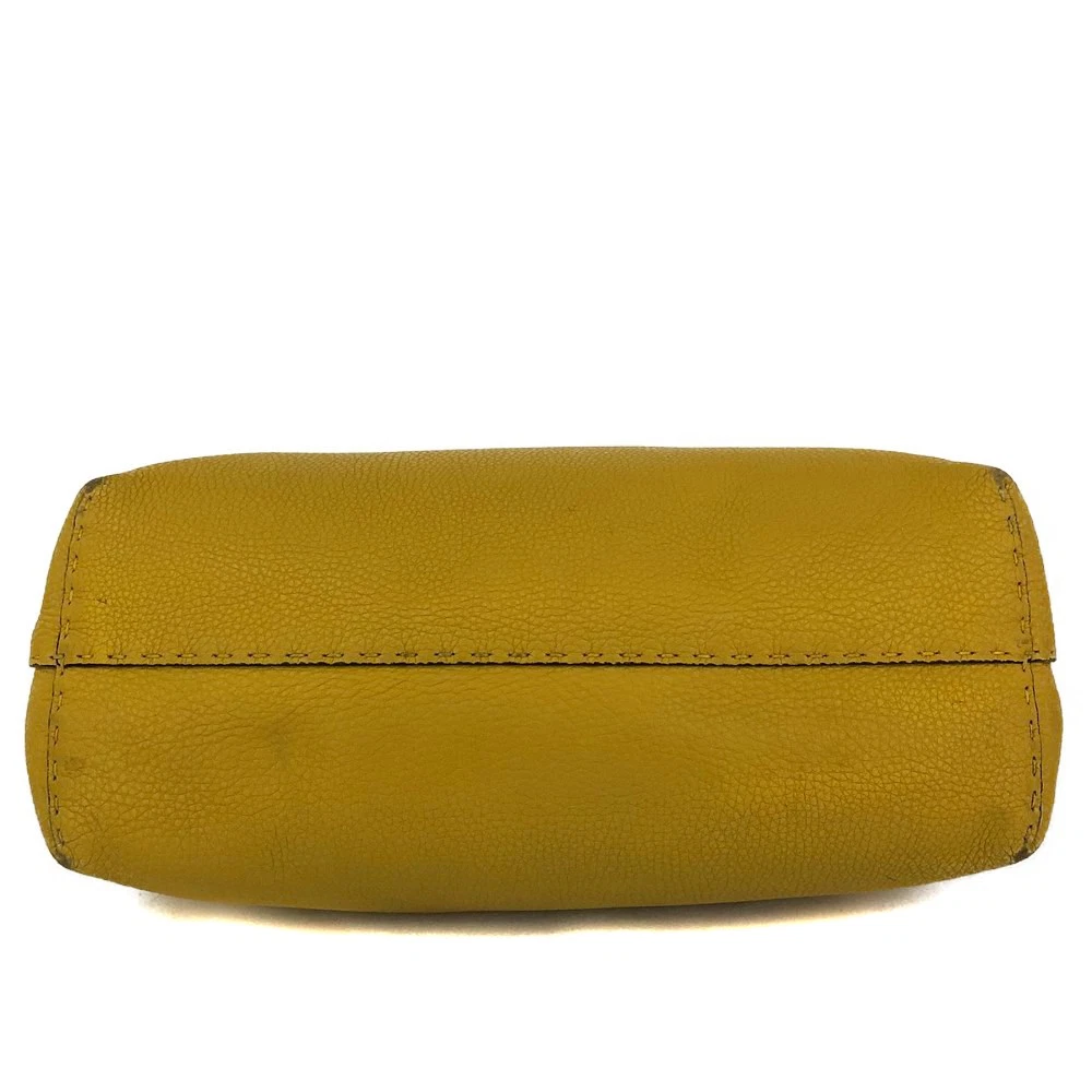 $1600 FENDI Selleria Leather Shoulder Tote Bag Yellow