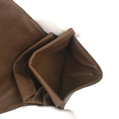 $435 Louis Vuitton Monogram Porte Monnaie Plat Coin Purse Wallet Brown MI0045