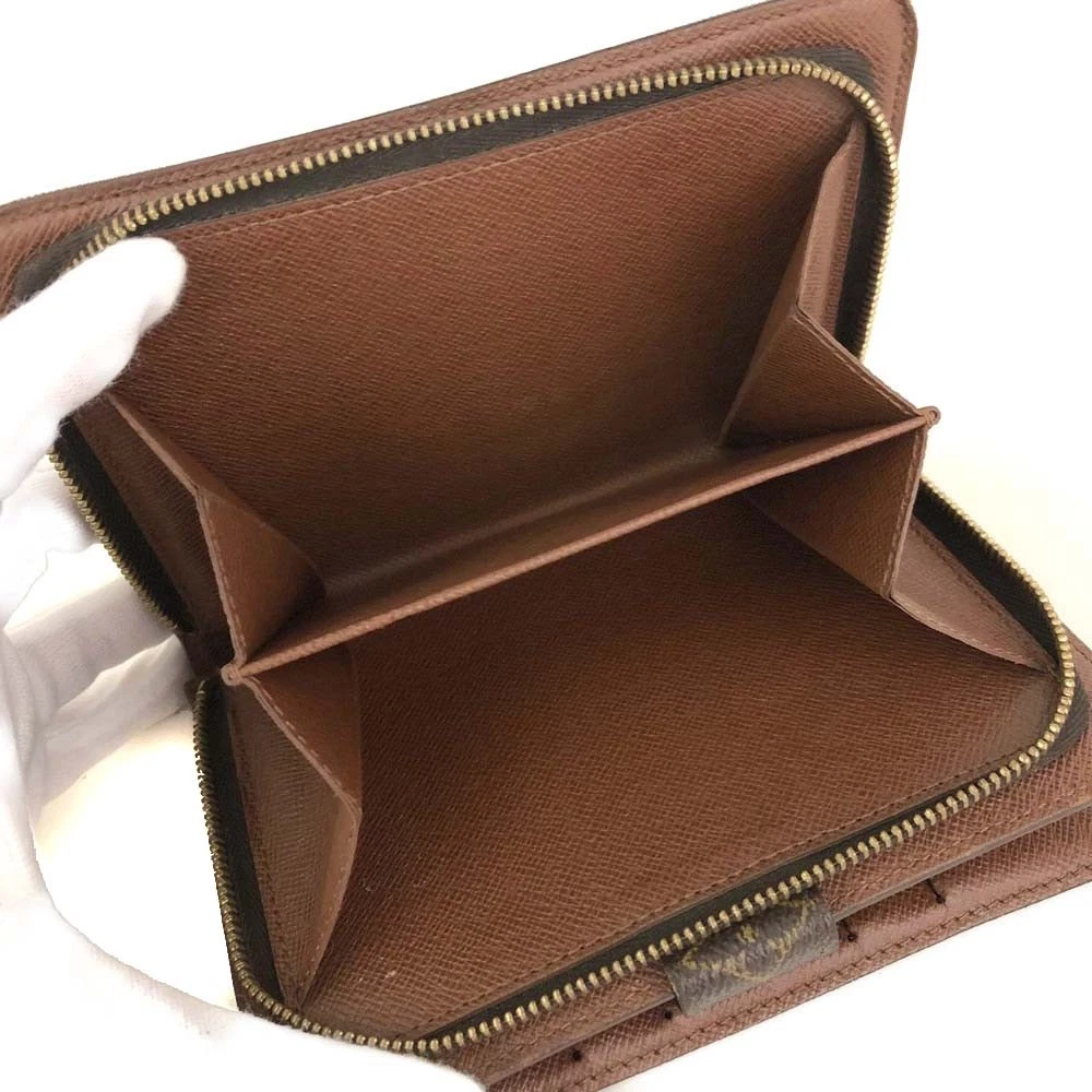 $750 Louis Vuitton Monogram Porte Papier Zippe Bifold Wallet Brown SP1021