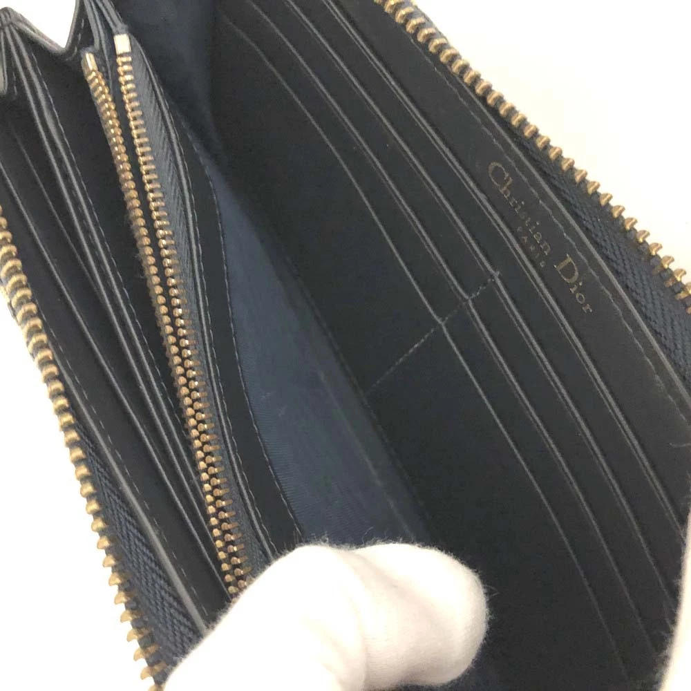 $970 Christian Dior Oblique Trotter Canvas Zip Around Long Wallet