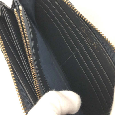 $970 Christian Dior Oblique Trotter Canvas Zip Around Long Wallet