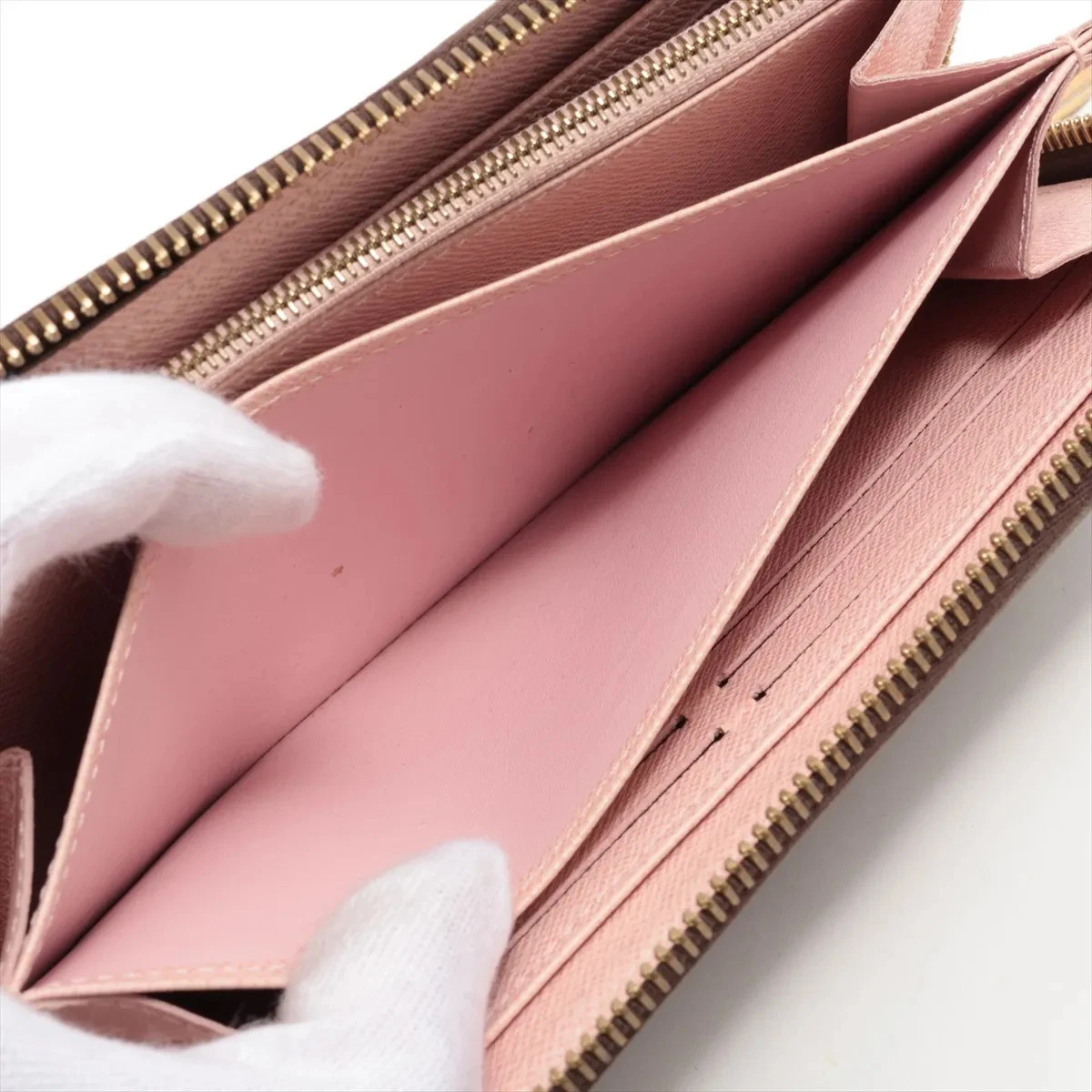 $915 RFID Louis Vuitton Monogram Zippy Wallet Rose Ballerine