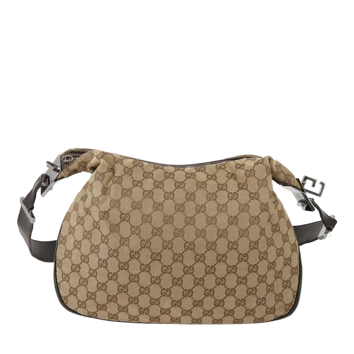 $1580 GUCCI Saddle Zip Messenger Bag GG Canvas with Leather Medium