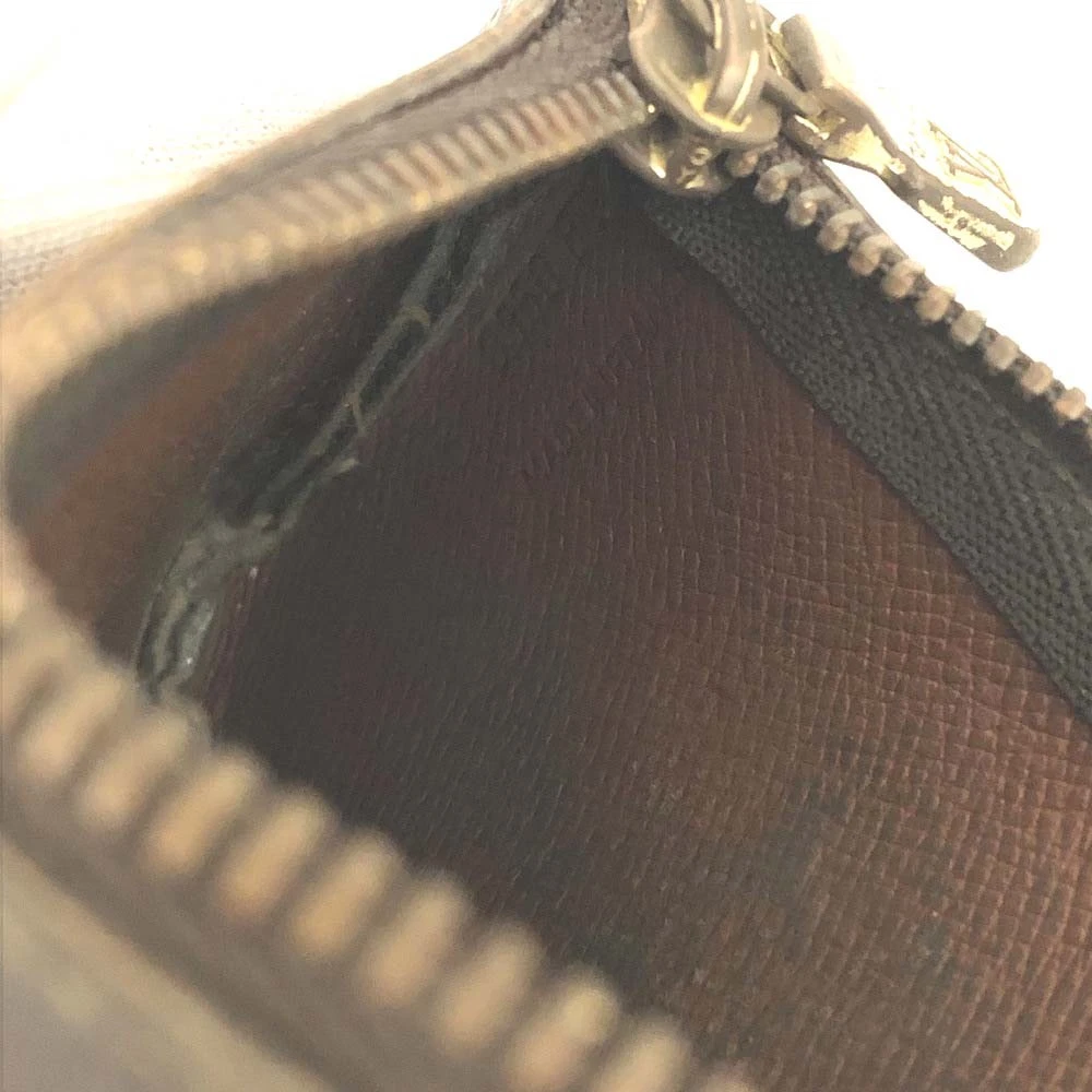 $355 Louis Vuitton Monogram Pochette Cles Wallet Coin Purse Brown 0950ET