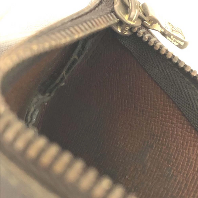 $355 Louis Vuitton Monogram Pochette Cles Wallet Coin Purse Brown 0950ET