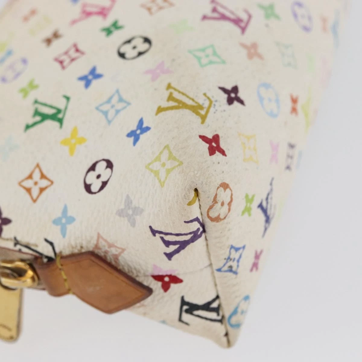 $625 2012 LOUIS VUITTON Monogram Multicolor Cosmetic Pouch White Litchi 2172