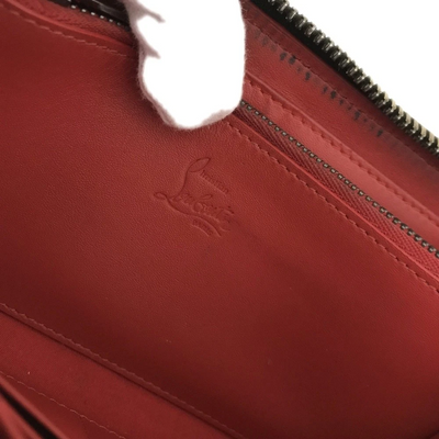 $790 Christian Louboutin Calfskin Panettone Zip Around Wallet Loubi Black