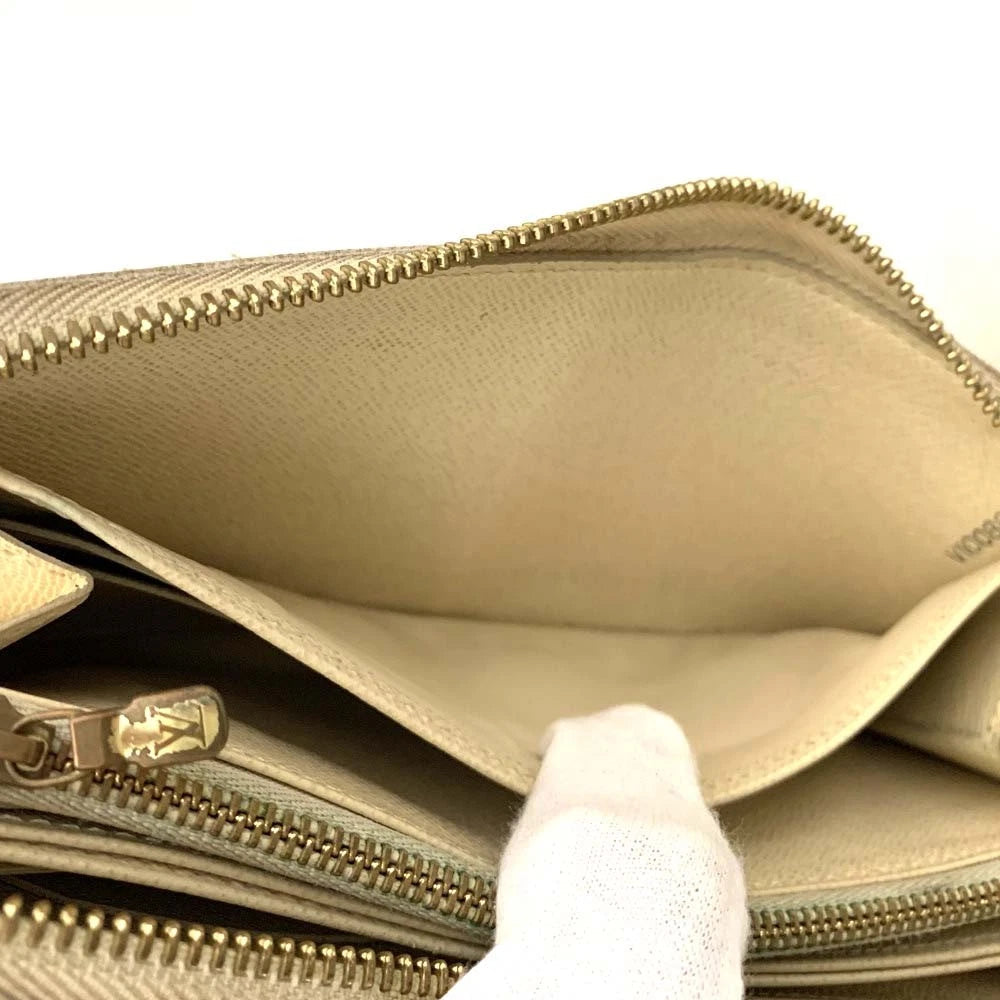 $915 2008 Louis Vuitton Damier Azur Zippy Zip Around Long Wallet Purse White VI0088