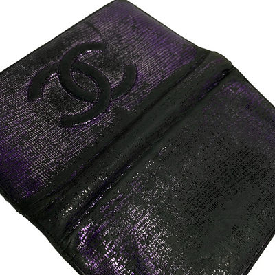 Chanel Chanel Metallic Purple Leather CC Bifold Wallet