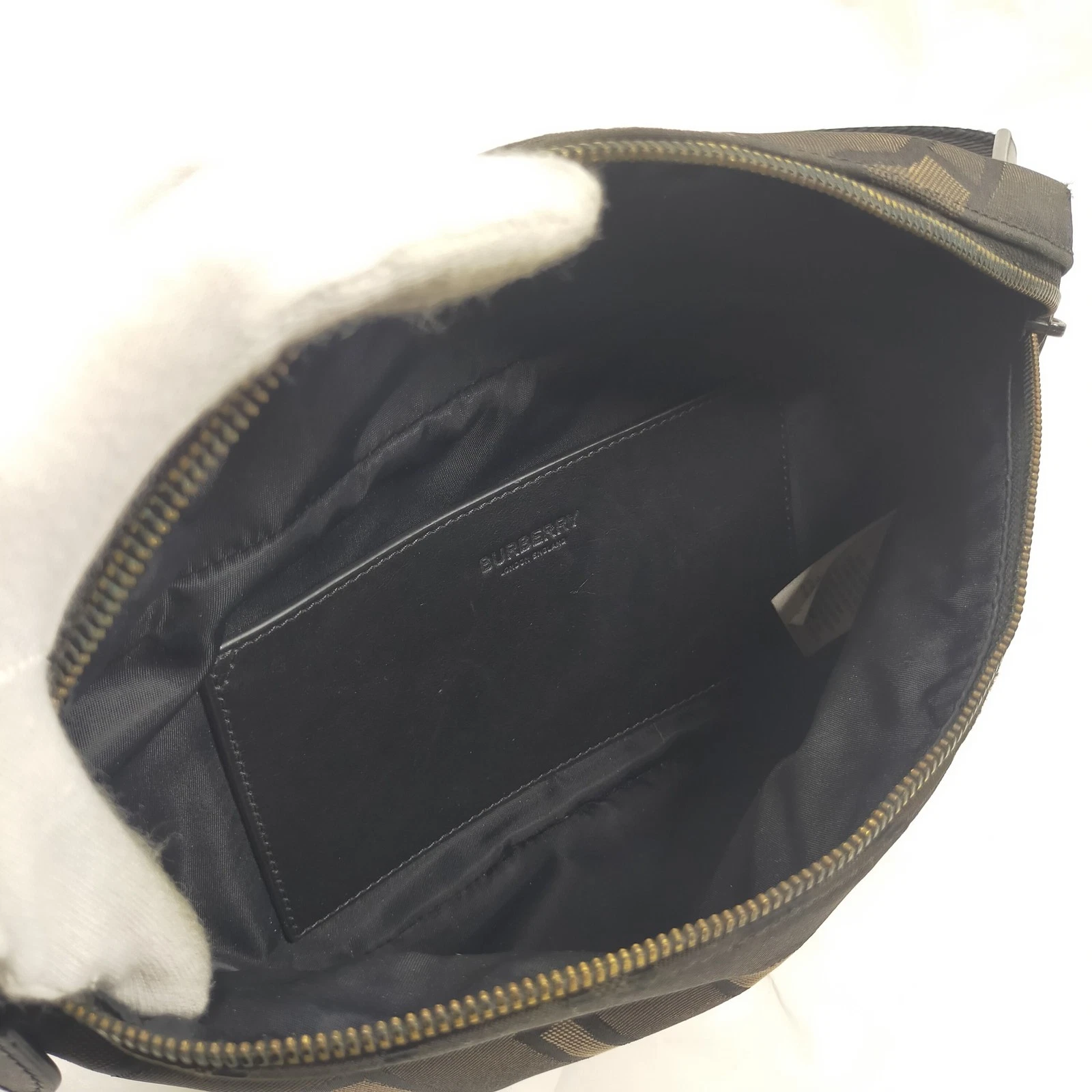 Burberry Waist Pouch Brown Canvas