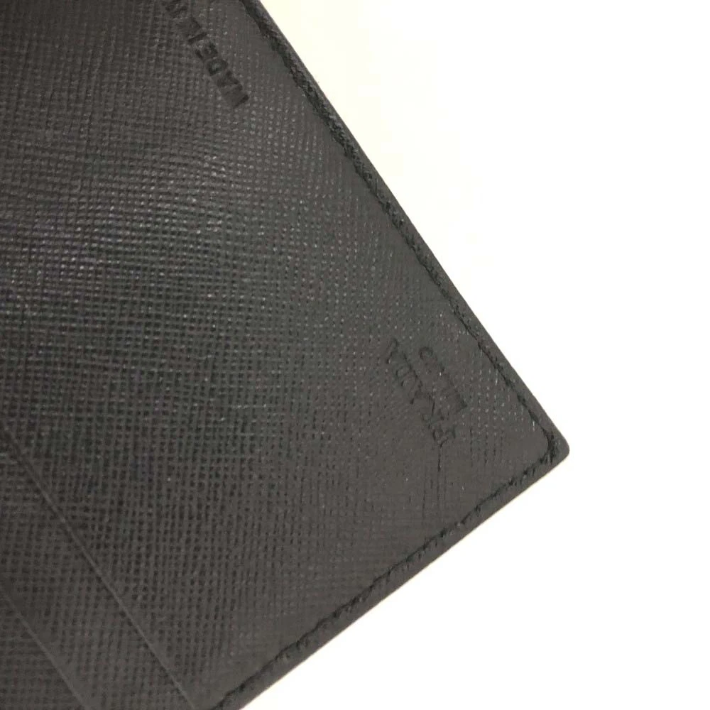 $775 PRADA Logo Plate Nylon Trifold Wallet Black