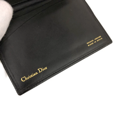 $450 CHRISTIAN DIOR Grained Calfskin Logo Card Case Black