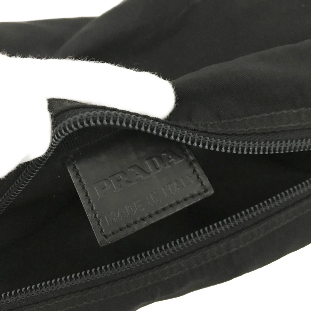 $650 PRADA Logo Plate Nylon Cosmetic Pouch Bag Black