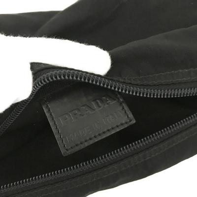 $650 PRADA Logo Plate Nylon Cosmetic Pouch Bag Black