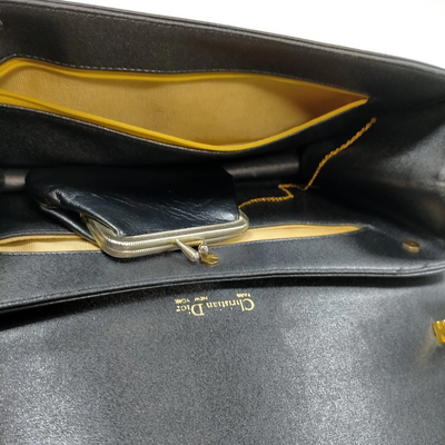 $1290 Christian Dior Shoulder Bag Black Leather
