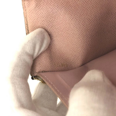 $625 2019 Louis Vuitton Damier Azur Rose Ballerine Victorine Wallet White Pink  FH4179