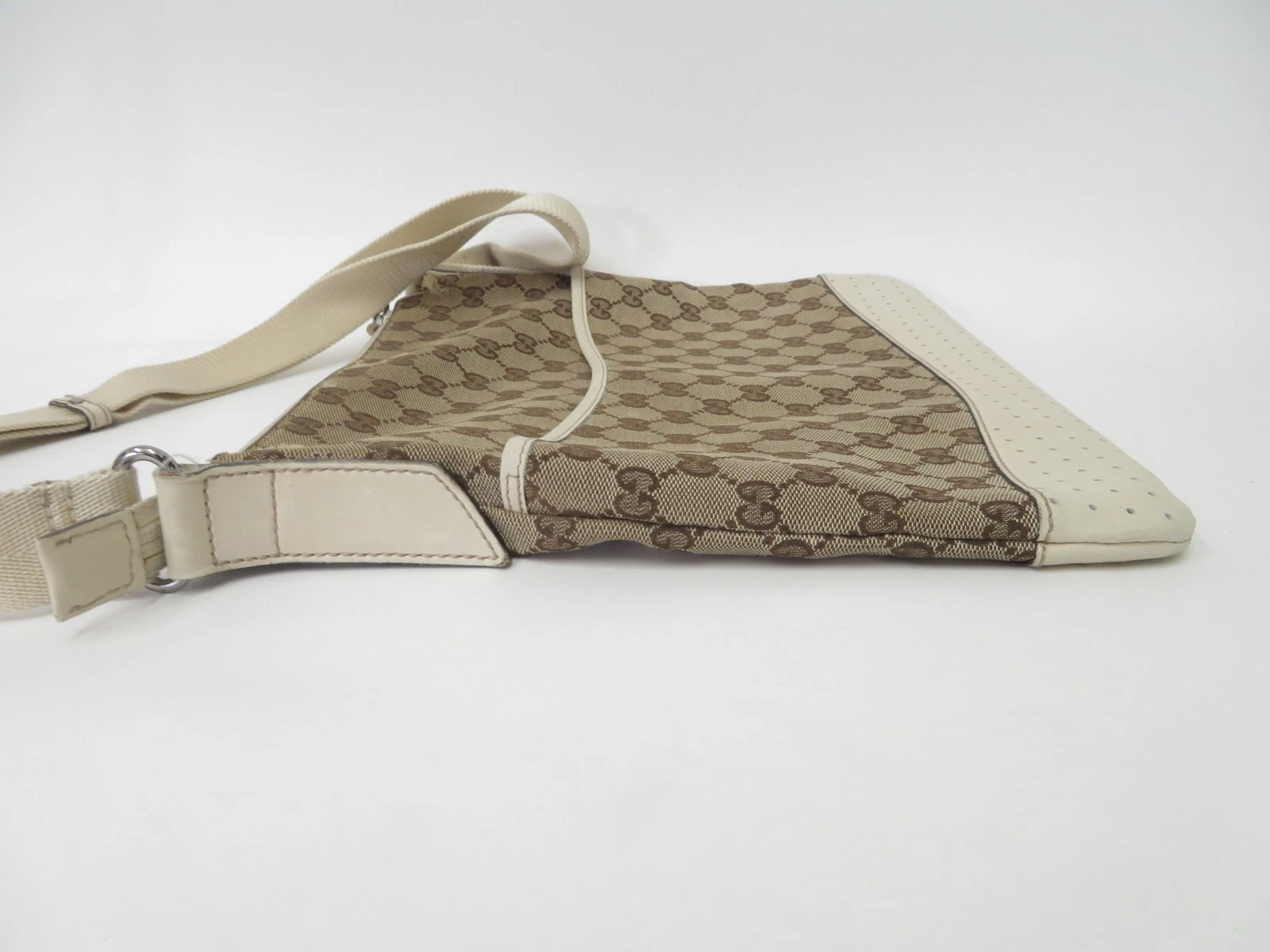 $980 2011 Gucci GG Canvas Leather Shoulder Messenger Bag 145857-200047