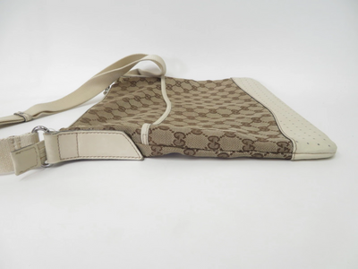$980 2011 Gucci GG Canvas Leather Shoulder Messenger Bag 145857-200047