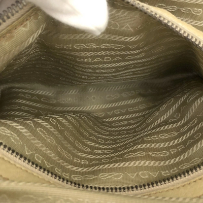 $800 PRADA Logo Plate Nylon Hand Bag Ivory